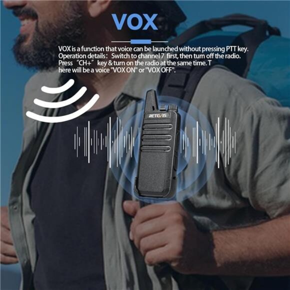Walkie Talkies, Mini 2 Way Radio Rechargeable, VOX Handsfree, Portable, Two-Way - Picture 5 of 7